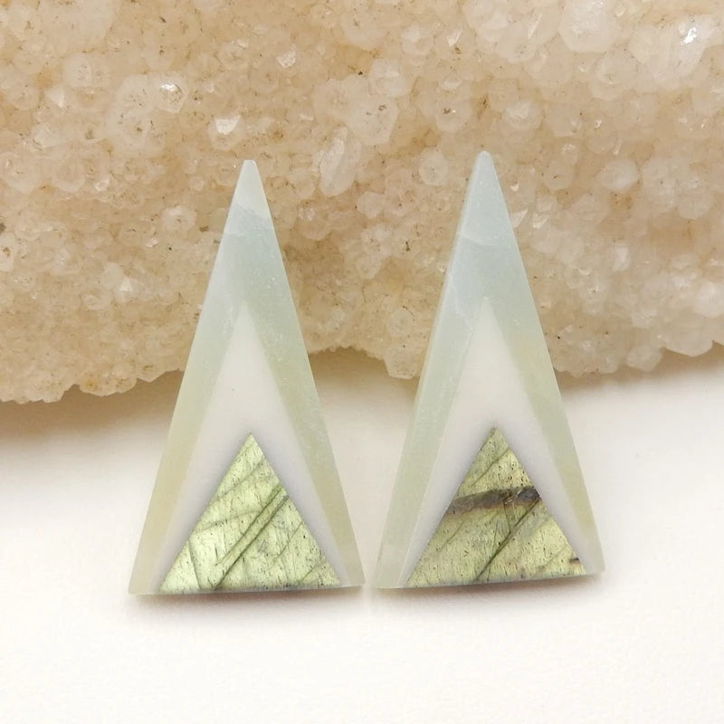 Amazonite Jade Labradorite Glued Gemstone Earrings Bead