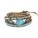 Amazonite Wrap Bracelet 5Layers Beaded Boho Crystal Natural Stone Beads