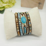 Amazonite Wrap Bracelet 5Layers Beaded Boho Crystal Natural Stone Beads
