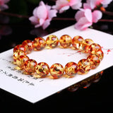 Amber Beeswax Flower-pearl Bracelet 14mm