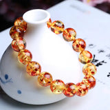Amber Beeswax Flower-pearl Bracelet 14mm