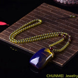 Raw Ore Amber Pendant Charms Solid Sweater Chain Necklace Men Women Jewelry