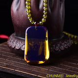 Raw Ore Amber Pendant Charms Solid Sweater Chain Necklace Men Women Jewelry