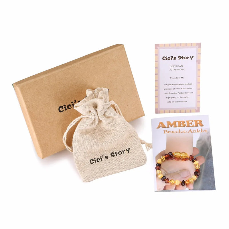 Amber Teething Bracelet for Baby - Lab Tested - 2 Sizes