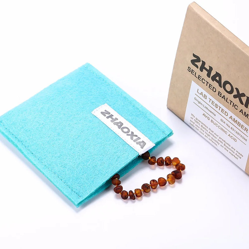 Lab-Tested Amber Teething Bracelet for Adult(Cognac Raw)