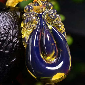 Amber Wax Hand Polished Drop Pendant Dominican Pearl Necklace Pendant