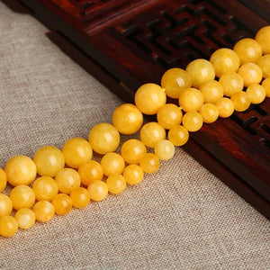 Amber Jade Yellow Round Loose Beads 6-14mm for DIY Necklace NATURE