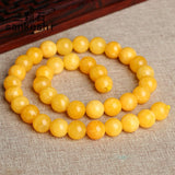 Amber Jade Yellow Round Loose Beads 6-14mm for DIY Necklace NATURE