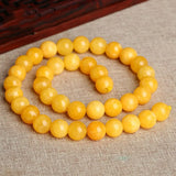 Amber Jade Yellow Round Loose Beads 6-14mm for DIY Necklace NATURE