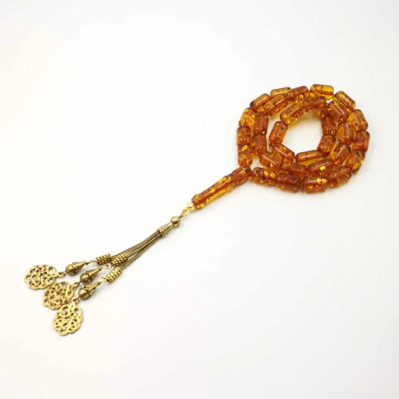 Amber Muslim Rosary with Tassels - Eid Gift