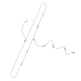 925 Sterling Silver Water Drop Oval Cz Chain Long Y Lariat Necklace