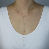 925 Silver Water Drop Cz Link Chain Long Y Necklace