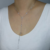 925 Sterling Silver Water Drop Oval Cz Chain Long Y Lariat Necklace