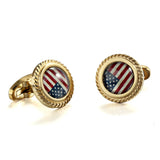 American Flag Stone Jagged Edge Cufflinks