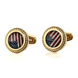American Flag Stone Jagged Edge Cufflinks