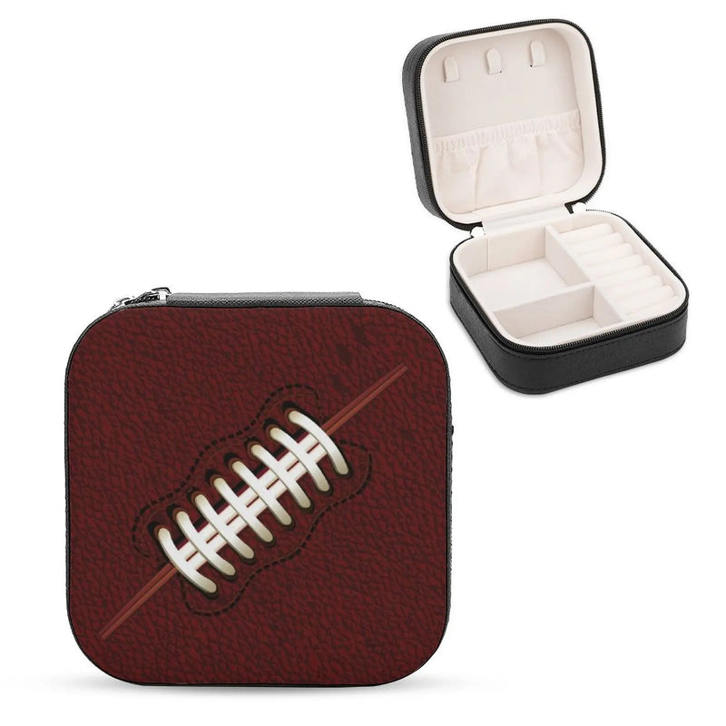 Football Jewelry Storage Box Portable Leather Necklace Earrings Rings Jewellery