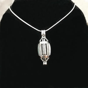 American Football Locket Can Open & Hold 10mm Beads Rugby Cage Pendant Fitting