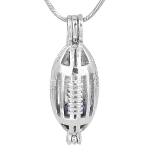 American Football Locket Can Open & Hold 10mm Beads Rugby Cage Pendant Fitting