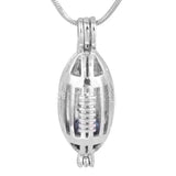 American Football Locket Can Open & Hold 10mm Beads Rugby Cage Pendant Fitting