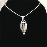 American Football Locket Can Open & Hold 10mm Beads Rugby Cage Pendant Fitting