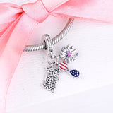 American Icons Dangle Charm Sterling Silver Jewelry Fits Bracelets Bead