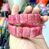 Rhodonite Stone Beads Bracelet Natural Gemstone Bangle Jewelry For Women
