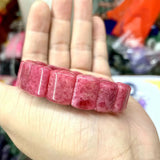Rhodonite Stone Beads Bracelet Natural Gemstone Bangle Jewelry For Women