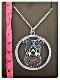 Amstaff Pit Bull Crystal Necklace Jewelry Dog Key Chain