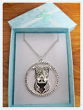 Amstaff Pit Bull Crystal Necklace Jewelry Dog Key Chain