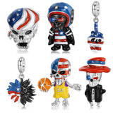 925 Sterling Silver HipHop Skull Bead Skeleton Charms Bracelet