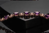 Amethyst 18K Rose Bracelet Purple Crystal Gemstone Jewelry