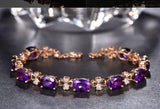 Amethyst 18K Rose Bracelet Purple Crystal Gemstone Jewelry
