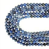 Natural Dumortierite Smooth Loose Round Sodalite Stone Beads