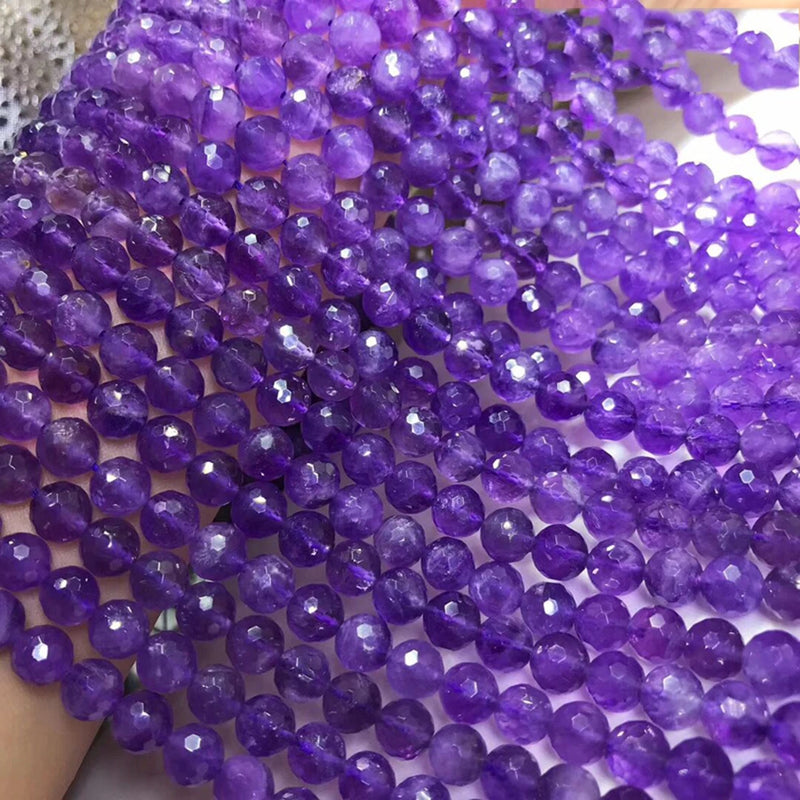 Amethyst 8mm 10mm Gemstone Beads Round Faceted for Jewelry Making Necklace