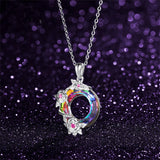 Amethyst Austrian Crystal Rose Flower Pendant Necklace for Women