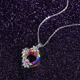 Amethyst Austrian Crystal Rose Flower Pendant Necklace for Women