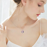 Amethyst Austrian Crystal Rose Flower Pendant Necklace for Women