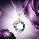 Amethyst Austrian Crystal Rose Flower Pendant Necklace for Women