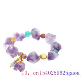 Amethyst Beaded Bracelet Crystal Vintage Bangle Stone Accessories