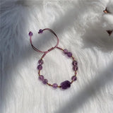 Amethyst Beads Adjustable Bracelet 14K Filled Pixiu Ornament