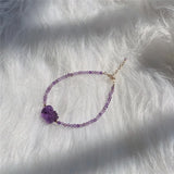 Amethyst Beads Adjustable Bracelet 14K Filled Pixiu Ornament