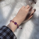 Amethyst Beads Adjustable Bracelet 14K Filled Pixiu Ornament