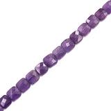 Amethyst Beads Strand Faceted Square Cube Shape 6mm Natural Stone