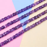 Amethyst Beads Strand Faceted Square Cube Shape 6mm Natural Stone