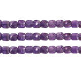 Amethyst Beads Strand Faceted Square Cube Shape 6mm Natural Stone