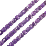 Amethyst Beads Strand Faceted Square Cube Shape 6mm Natural Stone