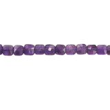 Amethyst Beads Strand Faceted Square Cube Shape 6mm Natural Stone