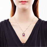 Amethyst & Citrine Pendant Necklace 18k Rose Tone