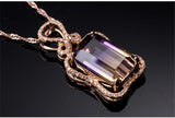Amethyst & Citrine Pendant Necklace 18k Rose Tone