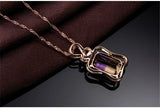 Amethyst & Citrine Pendant Necklace 18k Rose Tone